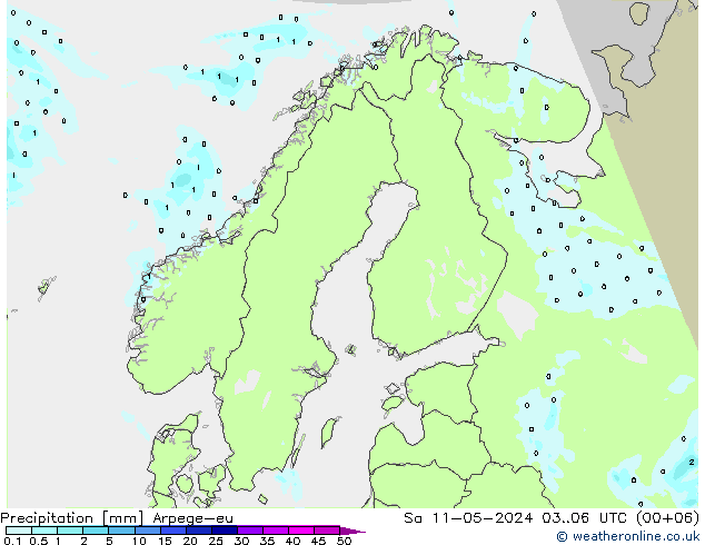Niederschlag Arpege-eu Sa 11.05.2024 06 UTC