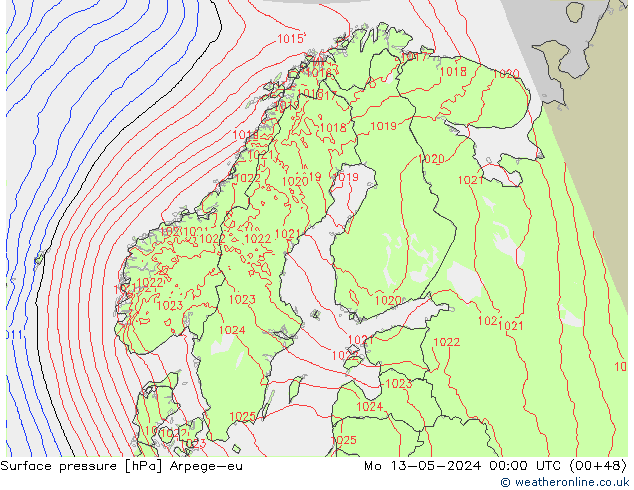 Bodendruck Arpege-eu Mo 13.05.2024 00 UTC