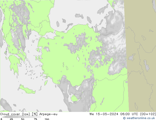 Nuages (bas) Arpege-eu mer 15.05.2024 06 UTC