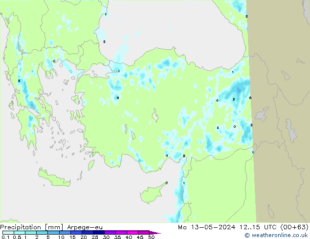 Precipitation Arpege-eu Mo 13.05.2024 15 UTC