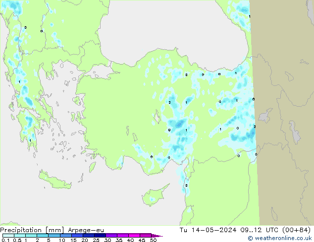 Precipitación Arpege-eu mar 14.05.2024 12 UTC