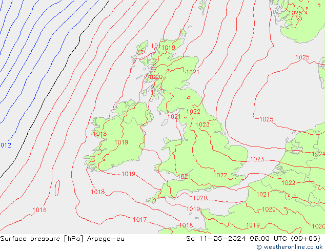 地面气压 Arpege-eu 星期六 11.05.2024 06 UTC