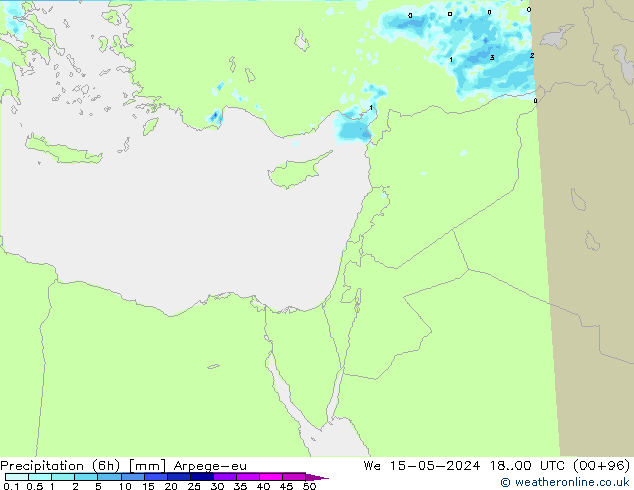 Precipitation (6h) Arpege-eu We 15.05.2024 00 UTC