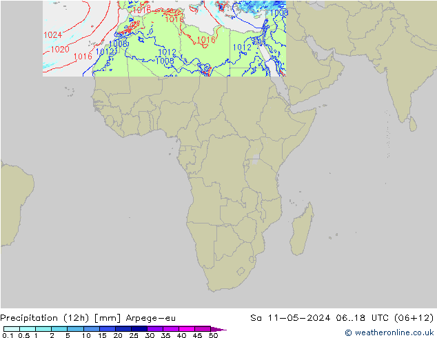 Precipitation (12h) Arpege-eu Sa 11.05.2024 18 UTC