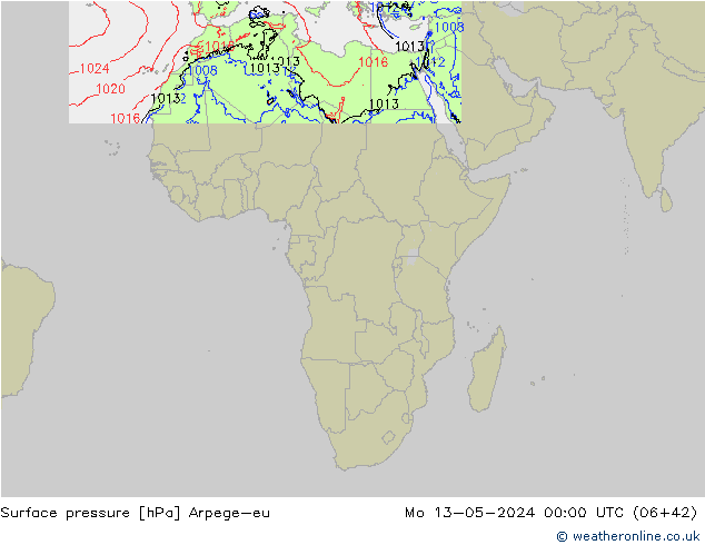 Presión superficial Arpege-eu lun 13.05.2024 00 UTC