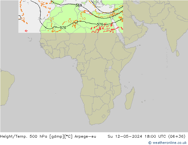Yükseklik/Sıc. 500 hPa Arpege-eu Paz 12.05.2024 18 UTC