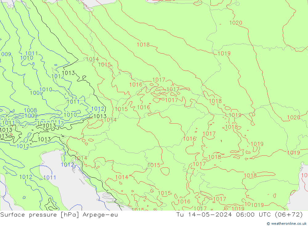 pressão do solo Arpege-eu Ter 14.05.2024 06 UTC