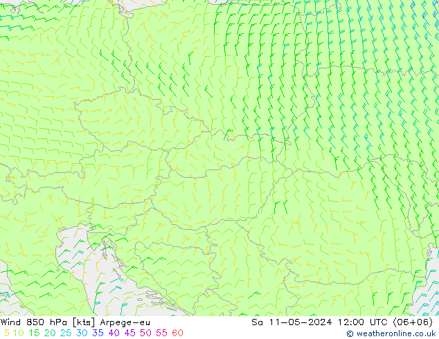 Wind 850 hPa Arpege-eu Sa 11.05.2024 12 UTC