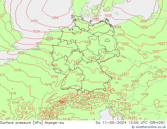 Surface pressure Arpege-eu Sa 11.05.2024 12 UTC