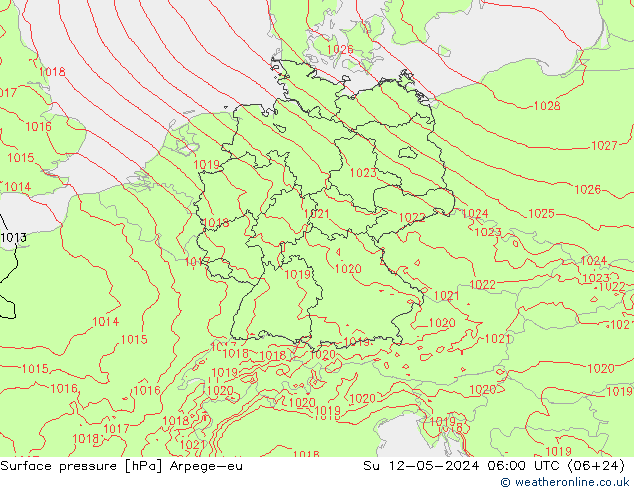 pressão do solo Arpege-eu Dom 12.05.2024 06 UTC
