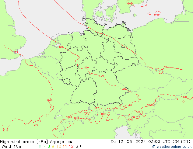 High wind areas Arpege-eu dom 12.05.2024 03 UTC