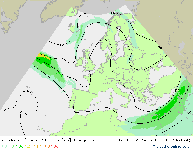 Jet stream/Height 300 hPa Arpege-eu Su 12.05.2024 06 UTC