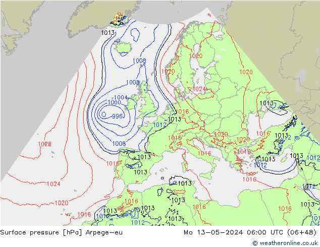 pressão do solo Arpege-eu Seg 13.05.2024 06 UTC