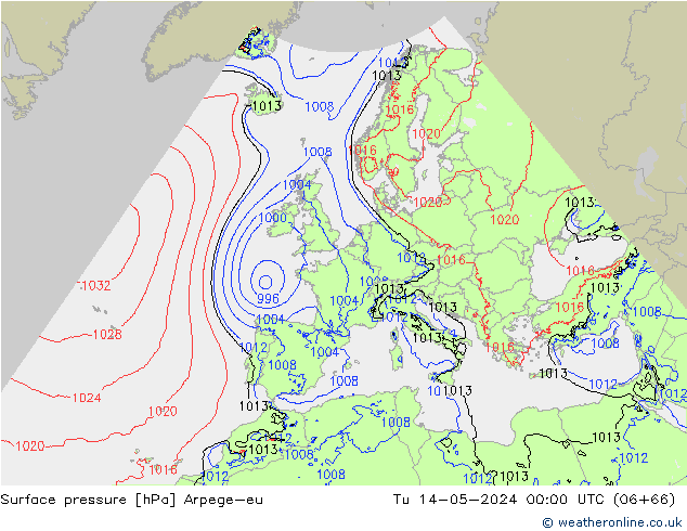 приземное давление Arpege-eu вт 14.05.2024 00 UTC