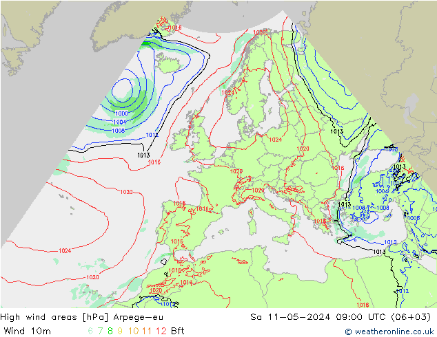 Izotacha Arpege-eu so. 11.05.2024 09 UTC