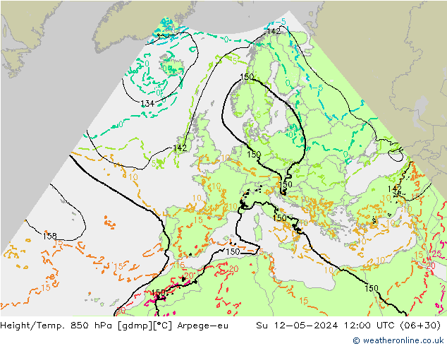 Height/Temp. 850 hPa Arpege-eu Dom 12.05.2024 12 UTC