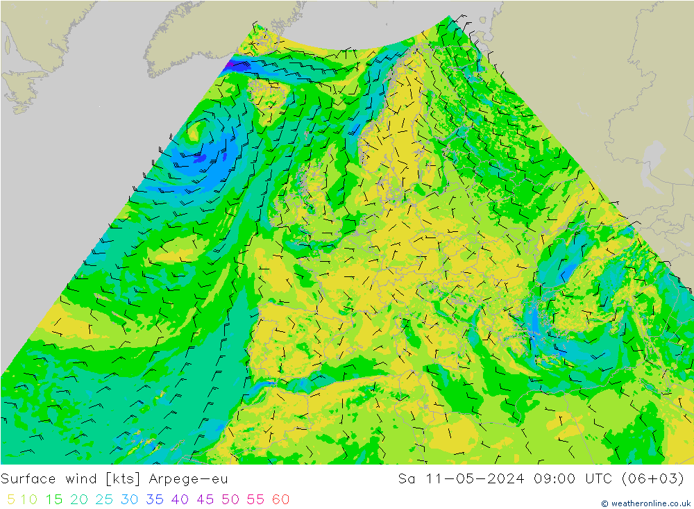 Bodenwind Arpege-eu Sa 11.05.2024 09 UTC
