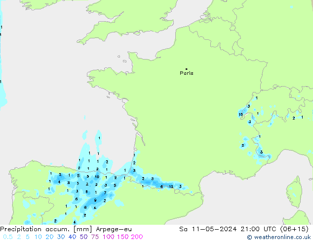 Toplam Yağış Arpege-eu Cts 11.05.2024 21 UTC