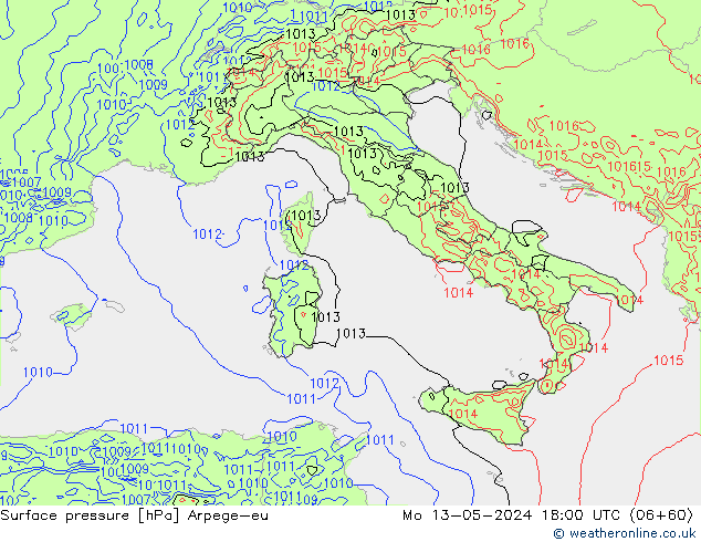 приземное давление Arpege-eu пн 13.05.2024 18 UTC