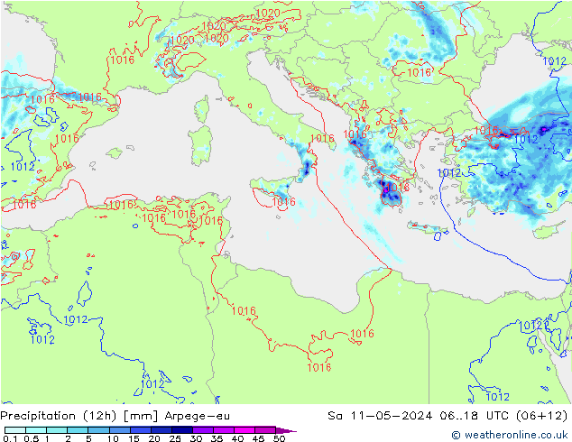 Yağış (12h) Arpege-eu Cts 11.05.2024 18 UTC