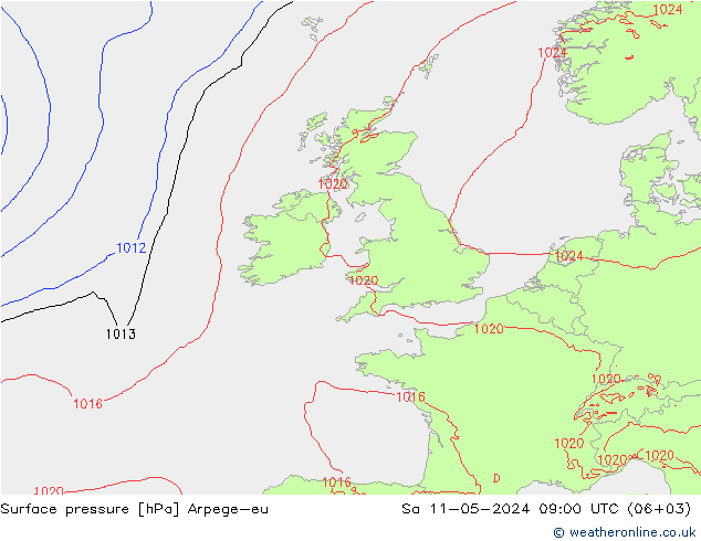 Yer basıncı Arpege-eu Cts 11.05.2024 09 UTC