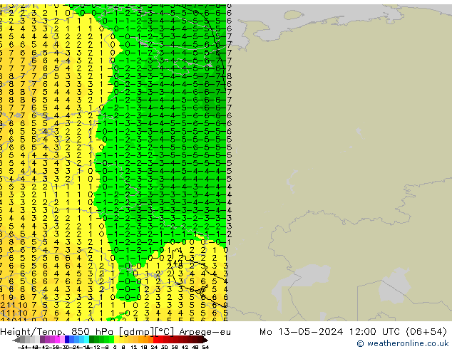 Height/Temp. 850 hPa Arpege-eu lun 13.05.2024 12 UTC