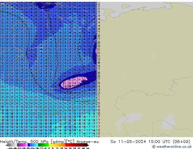 Height/Temp. 500 hPa Arpege-eu sab 11.05.2024 15 UTC