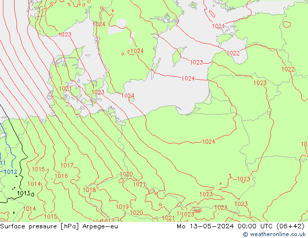 Yer basıncı Arpege-eu Pzt 13.05.2024 00 UTC