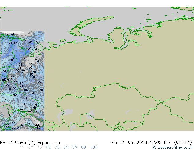 850 hPa Nispi Nem Arpege-eu Pzt 13.05.2024 12 UTC