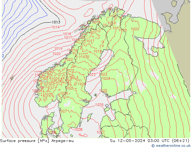 pressão do solo Arpege-eu Dom 12.05.2024 03 UTC