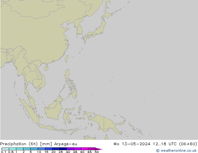 осадки (6h) Arpege-eu пн 13.05.2024 18 UTC