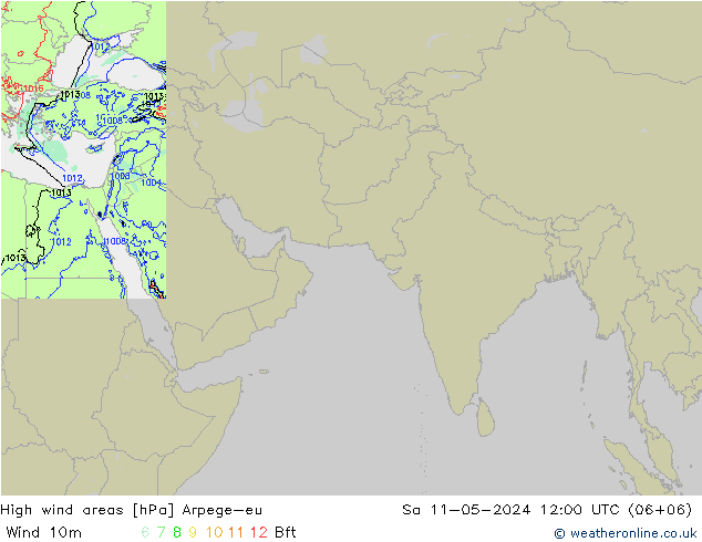 High wind areas Arpege-eu Sa 11.05.2024 12 UTC