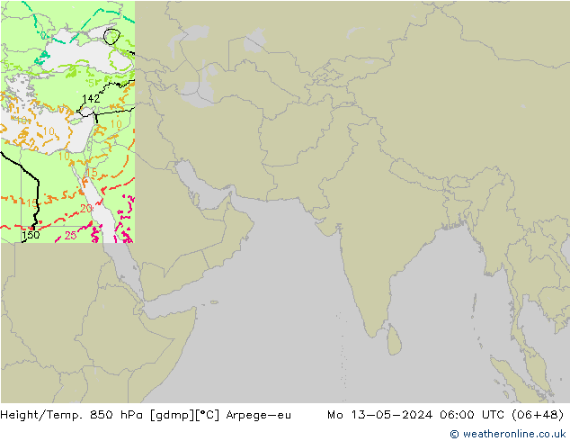 Height/Temp. 850 hPa Arpege-eu Mo 13.05.2024 06 UTC