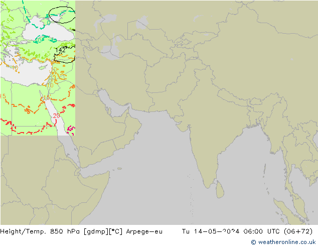 Height/Temp. 850 гПа Arpege-eu вт 14.05.2024 06 UTC