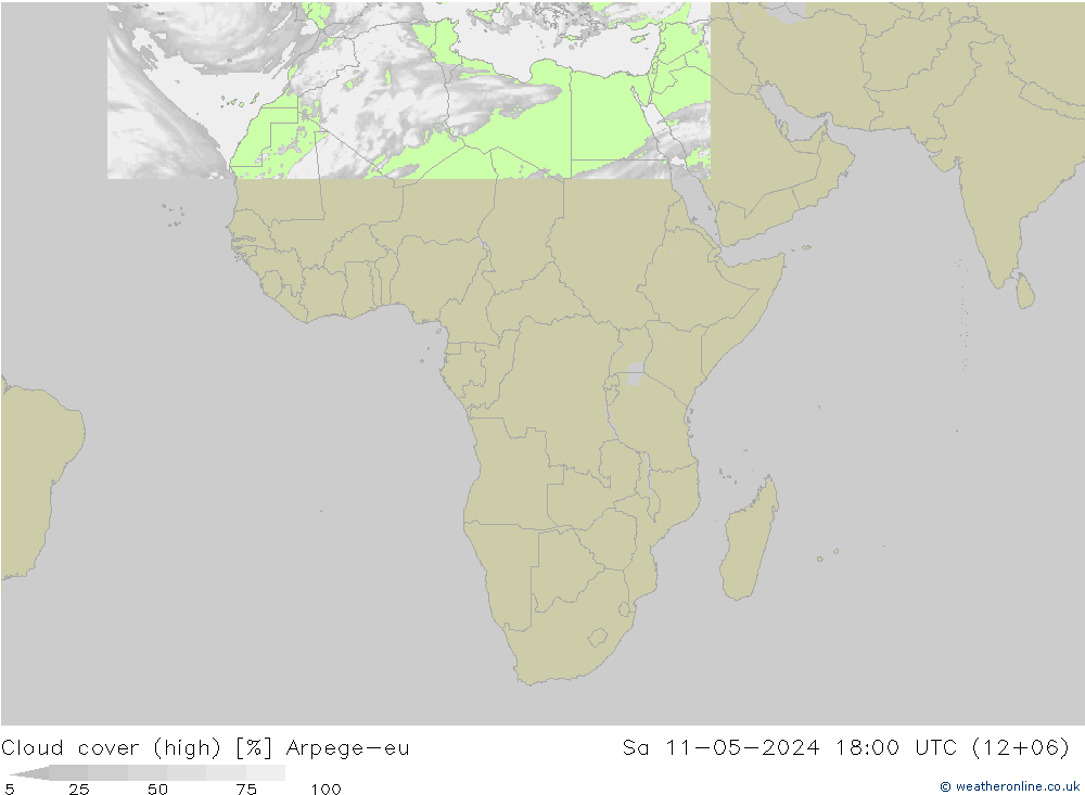zachmurzenie (wysokie) Arpege-eu so. 11.05.2024 18 UTC