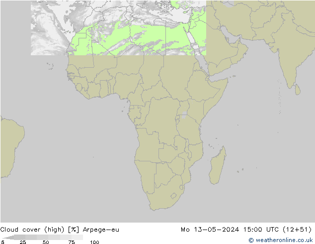 Nuages (élevé) Arpege-eu lun 13.05.2024 15 UTC