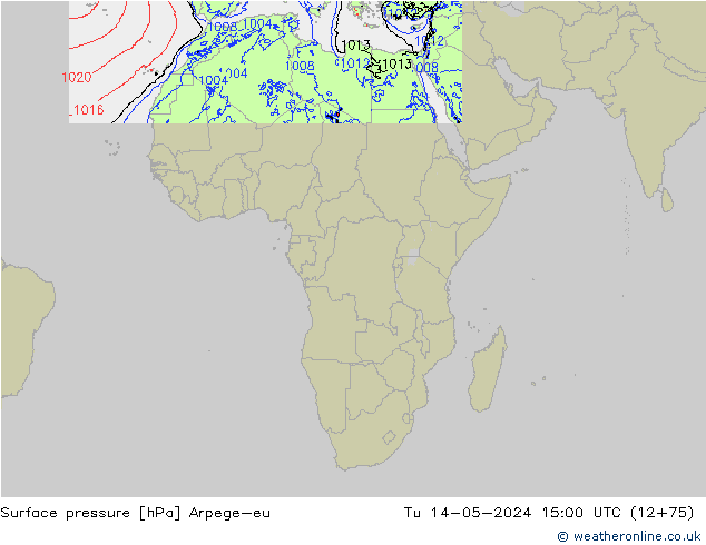 приземное давление Arpege-eu вт 14.05.2024 15 UTC