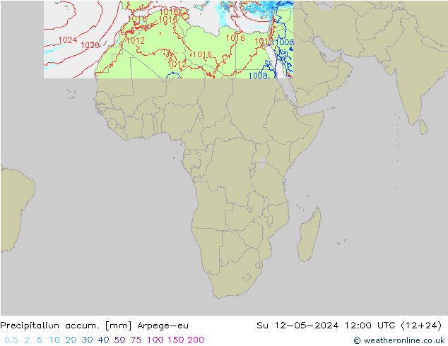Precipitation accum. Arpege-eu Ne 12.05.2024 12 UTC