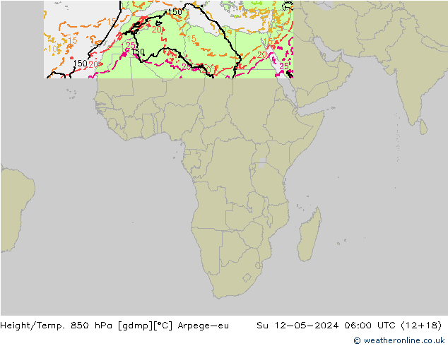 Height/Temp. 850 hPa Arpege-eu dom 12.05.2024 06 UTC