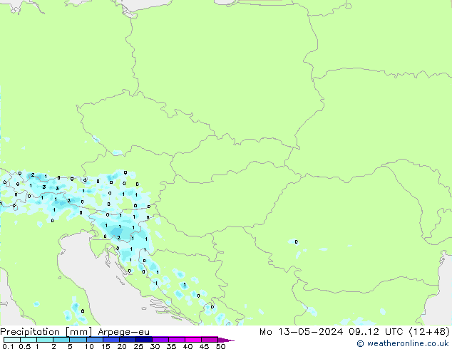 Precipitation Arpege-eu Mo 13.05.2024 12 UTC