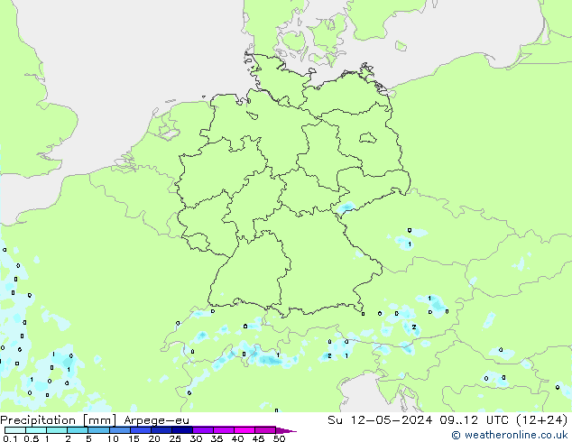 Niederschlag Arpege-eu So 12.05.2024 12 UTC