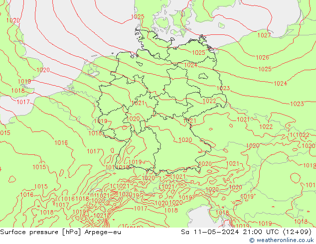 pression de l'air Arpege-eu sam 11.05.2024 21 UTC