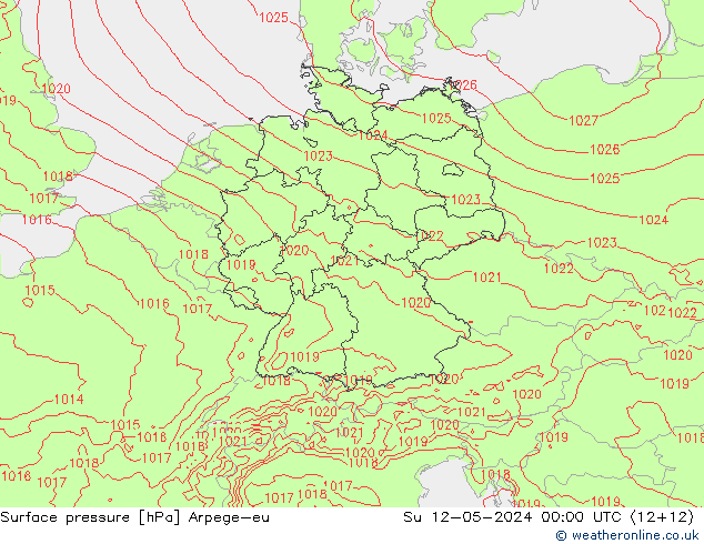 地面气压 Arpege-eu 星期日 12.05.2024 00 UTC