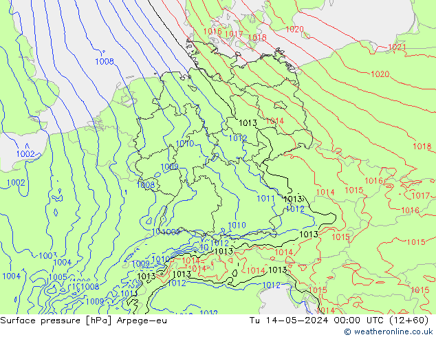 Pressione al suolo Arpege-eu mar 14.05.2024 00 UTC