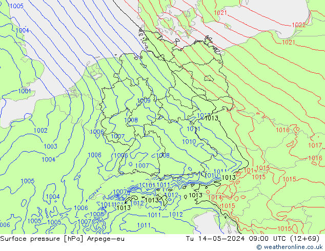 Presión superficial Arpege-eu mar 14.05.2024 09 UTC