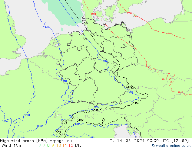 Windvelden Arpege-eu di 14.05.2024 00 UTC