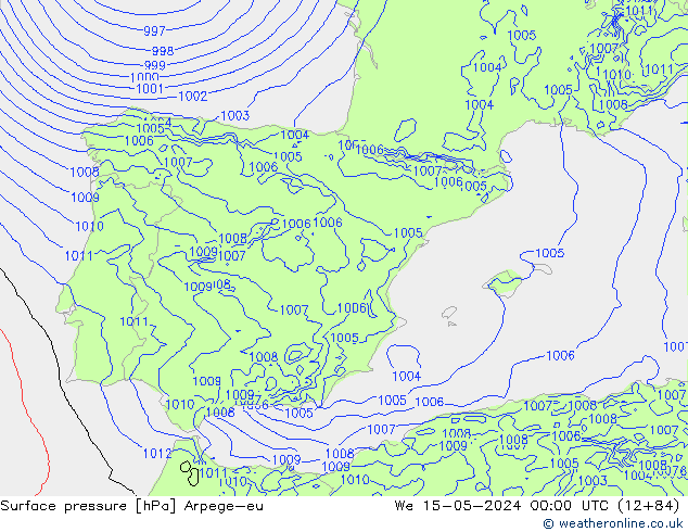 Surface pressure Arpege-eu We 15.05.2024 00 UTC