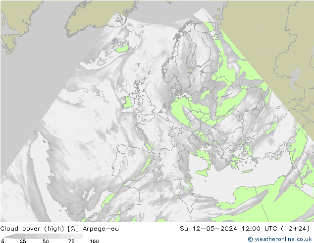 Bulutlar (yüksek) Arpege-eu Paz 12.05.2024 12 UTC