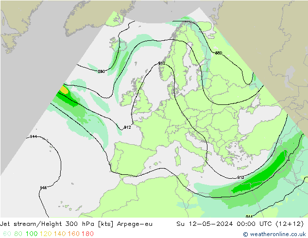 Jet stream/Height 300 hPa Arpege-eu Su 12.05.2024 00 UTC