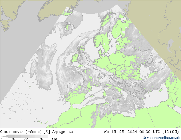 Nuages (moyen) Arpege-eu mer 15.05.2024 09 UTC